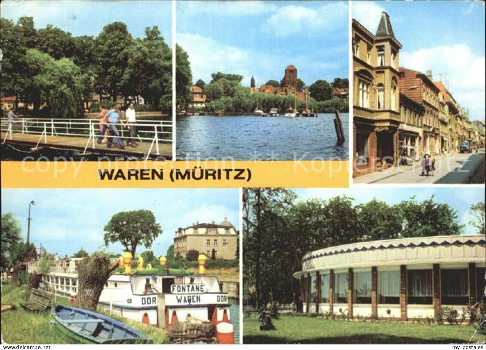 72313597 Waren Mueritz Kietzbruecke Altstadtblick Lange Str MS Fontane Im Hafen  - Waren (Müritz)