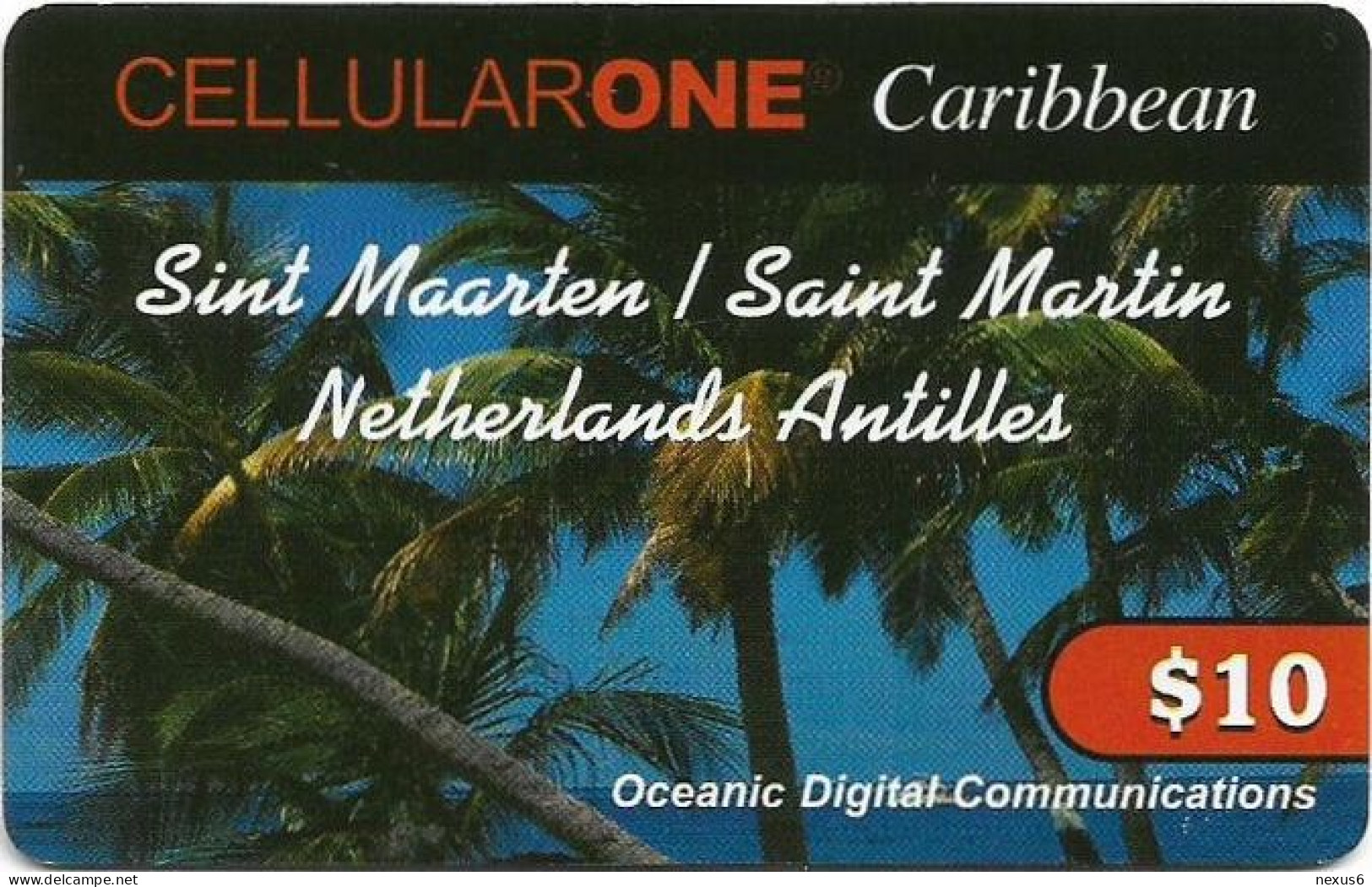 St. Maarten (Antilles Netherlands) - Cellular One Caribbean - Palm Trees (Type 2), Remote Mem. 10$, Used - Antilles (Neérlandaises)