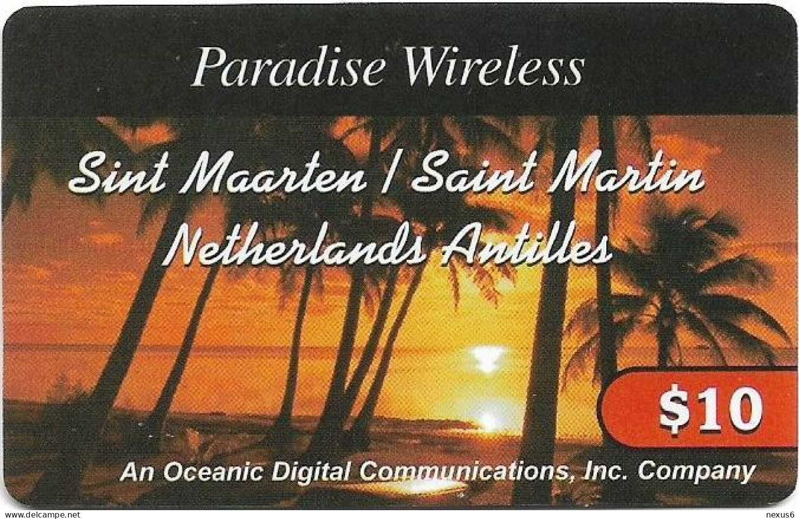 St. Maarten (Antilles Netherlands) - Paradise Wireless - Palm-Trees At Sunset, Remote Mem. 10$, Used - Antillen (Niederländische)