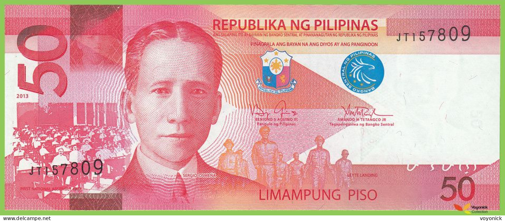 Voyo PHILIPPINES 50 PISO 2013 P207a B1078c JT UNC - Filippine