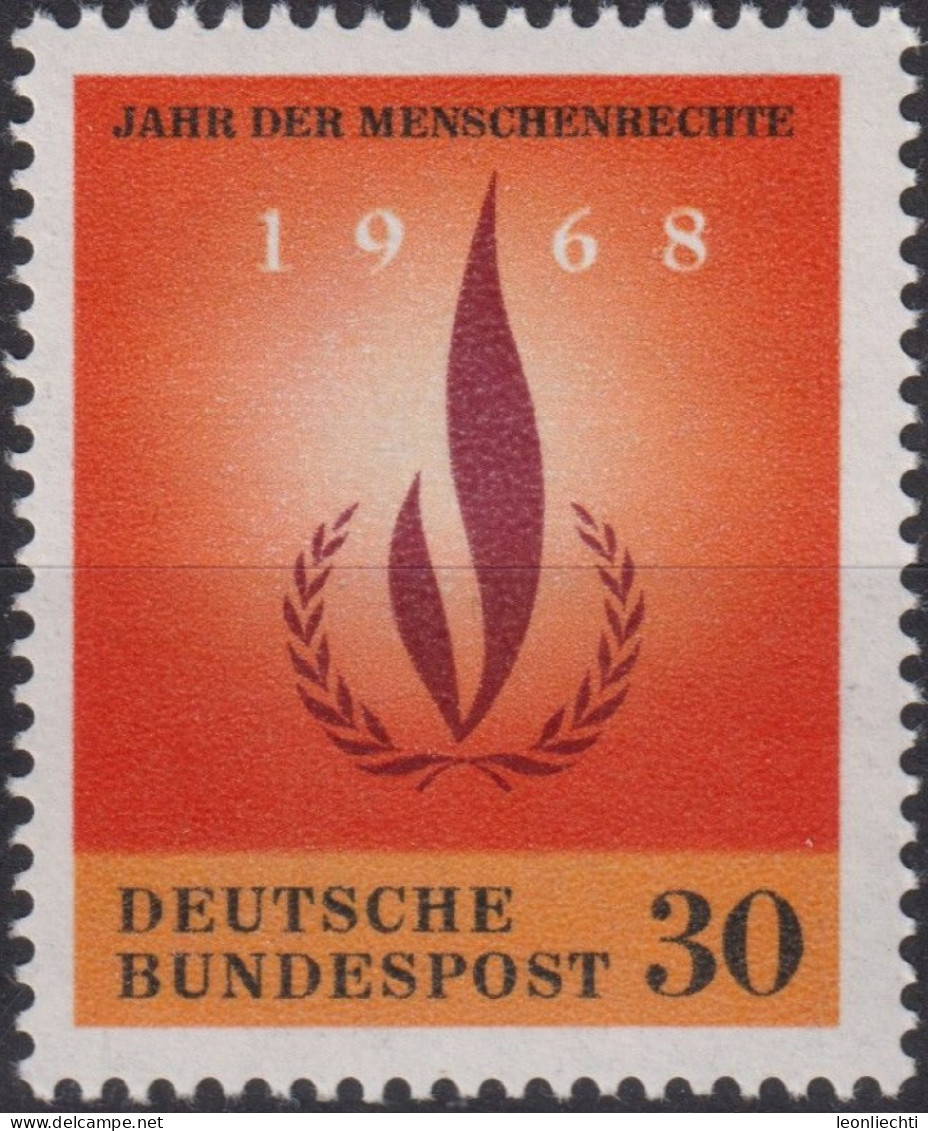 1968 Deutschland > BRD, ** Mi:DE 575, Sn:DE 992, Yt:DE 440, Internationales Jahr Der Menschenrechte - Refugees