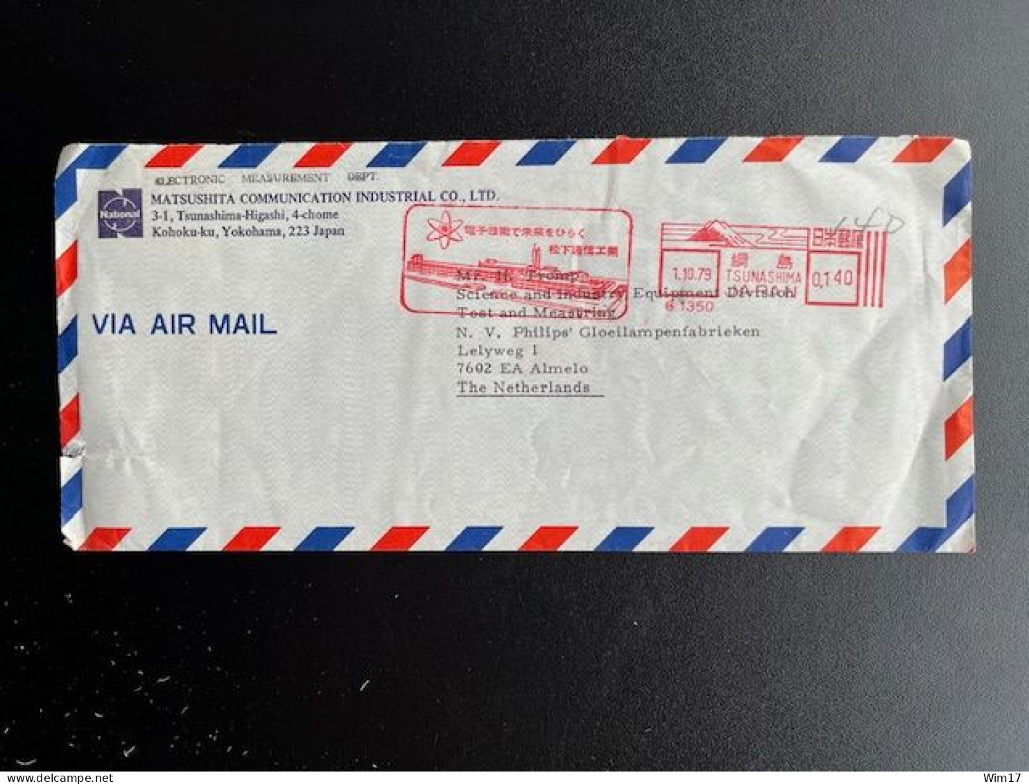 JAPAN NIPPON 1979 AIR MAIL LETTER YOKOHAMA TO ALMELO 01-10-1979 - Lettres & Documents