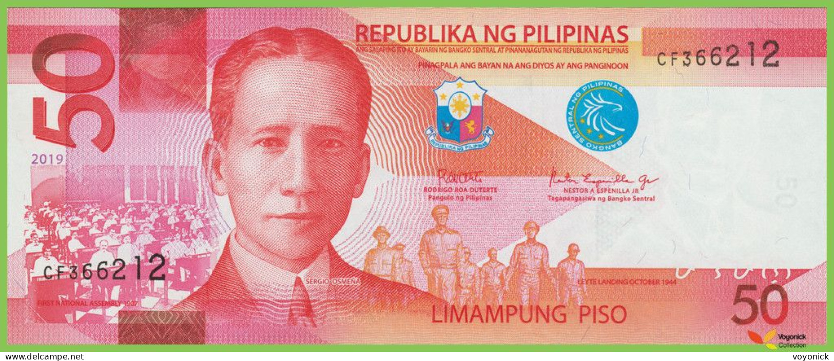 Voyo PHILIPPINES 50 PISO 2019 P207c B1085c CF UNC - Filipinas