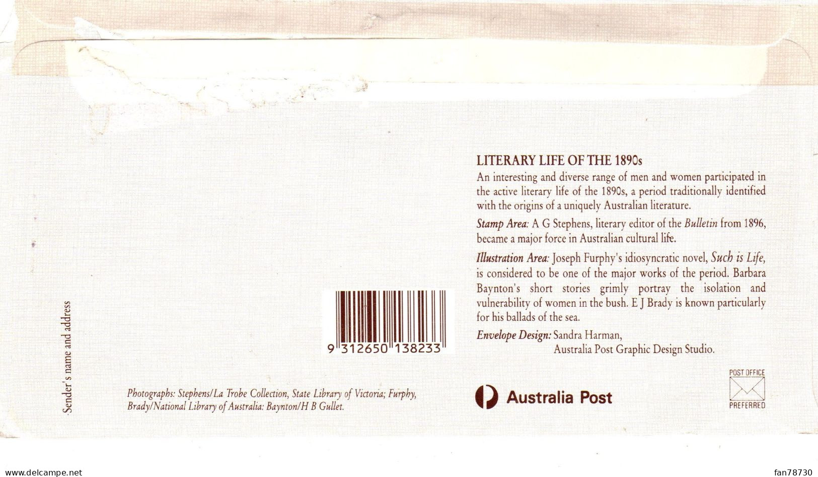 Australie - Enveloppe De 5 Timbres Voyagés Mais Non Oblitérés - Literary Life Of The 1890 S - Frais Du Site Déduits - Covers & Documents