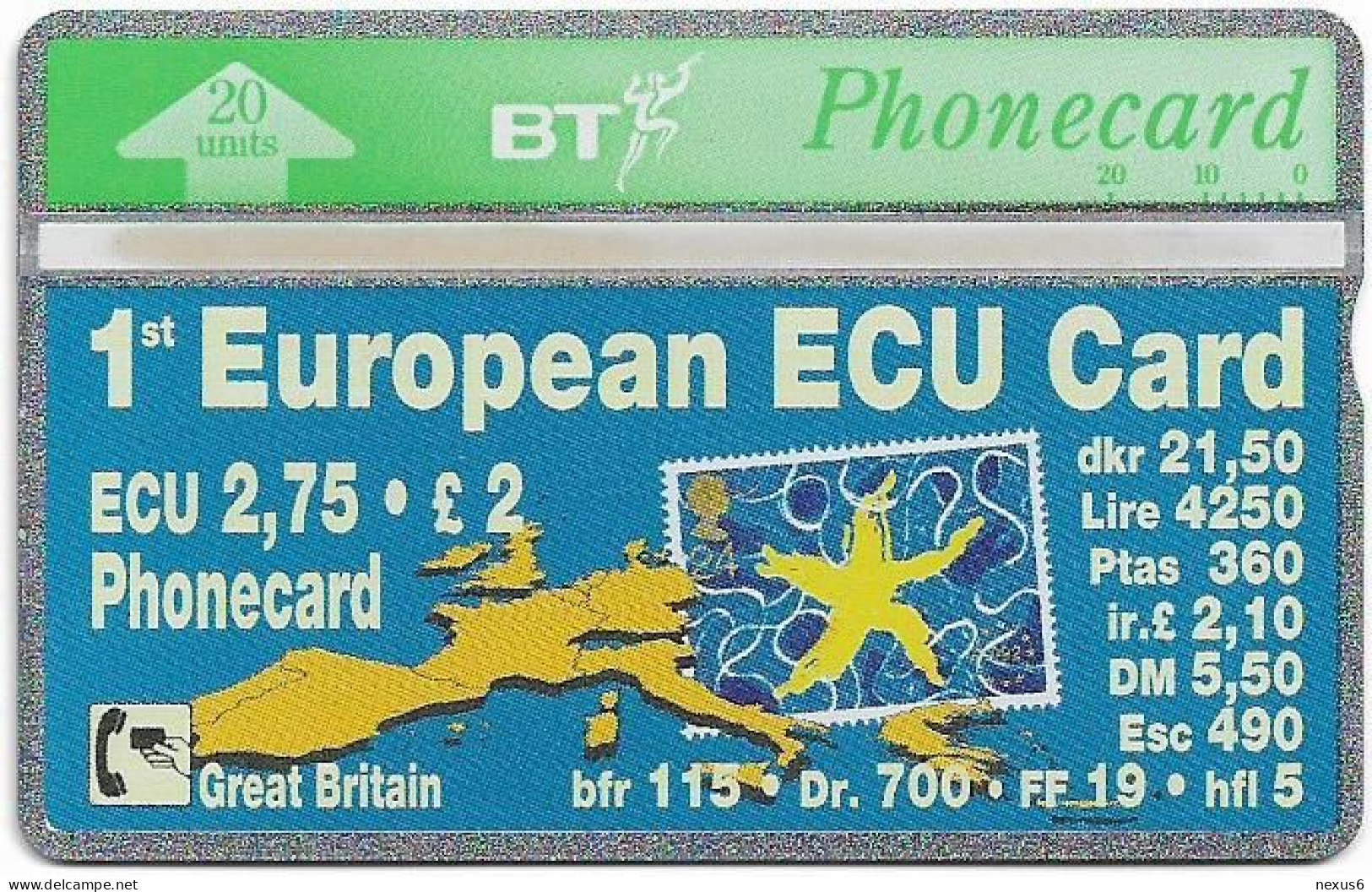 UK - BT - L&G - BTO-008 - 1st European ECU Card - 271F - 11.1992, 20U, 10.000ex, Mint - BT Emissions Etrangères