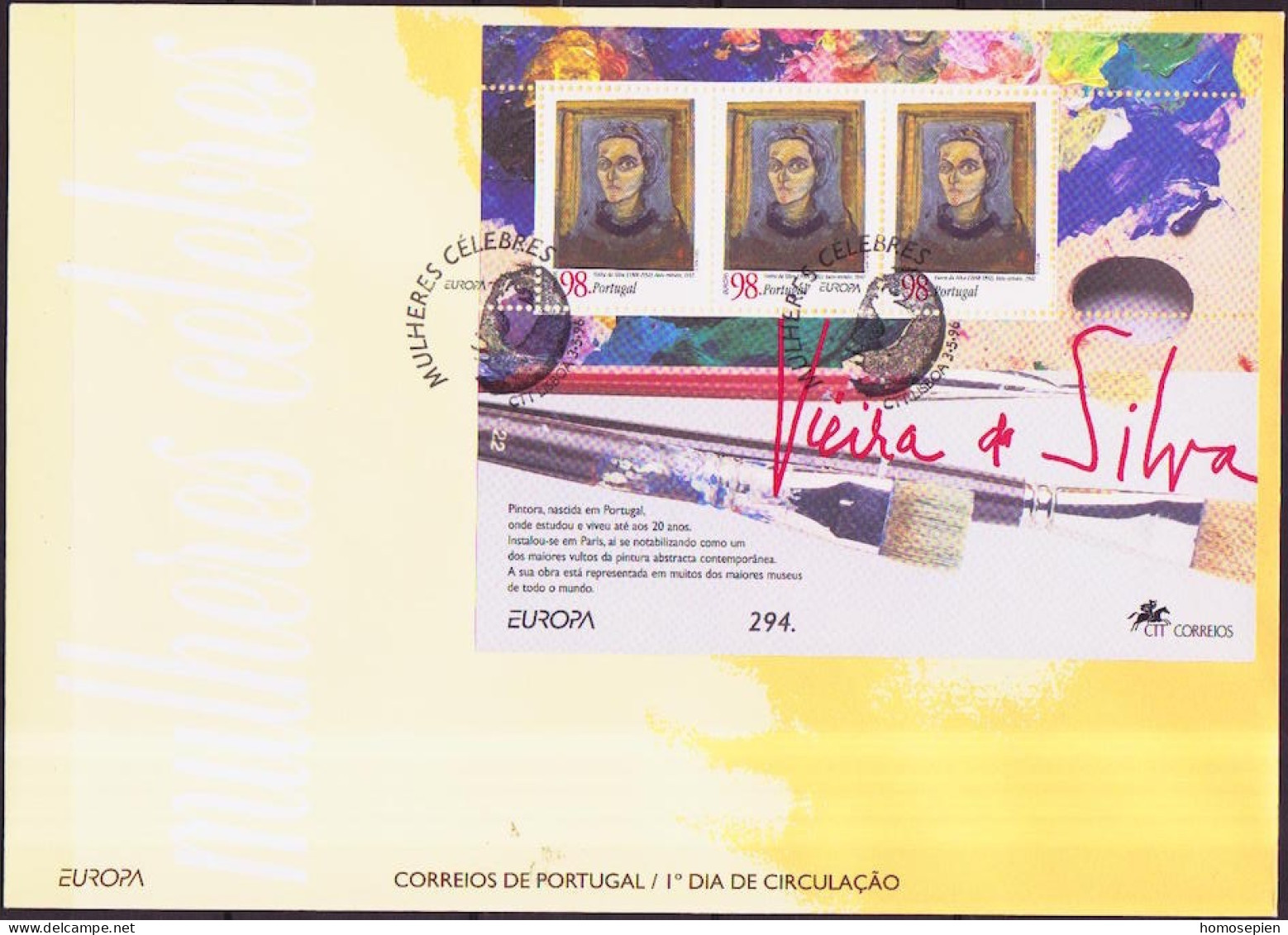 Europa CEPT 1996 Portugal FDC Y&T N°BF117 - Michel N°B123 - 1996