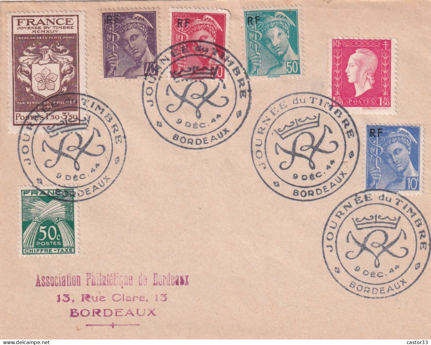 Journée Du Timbre, Déc.1944, Bordeaux - Tag Der Briefmarke