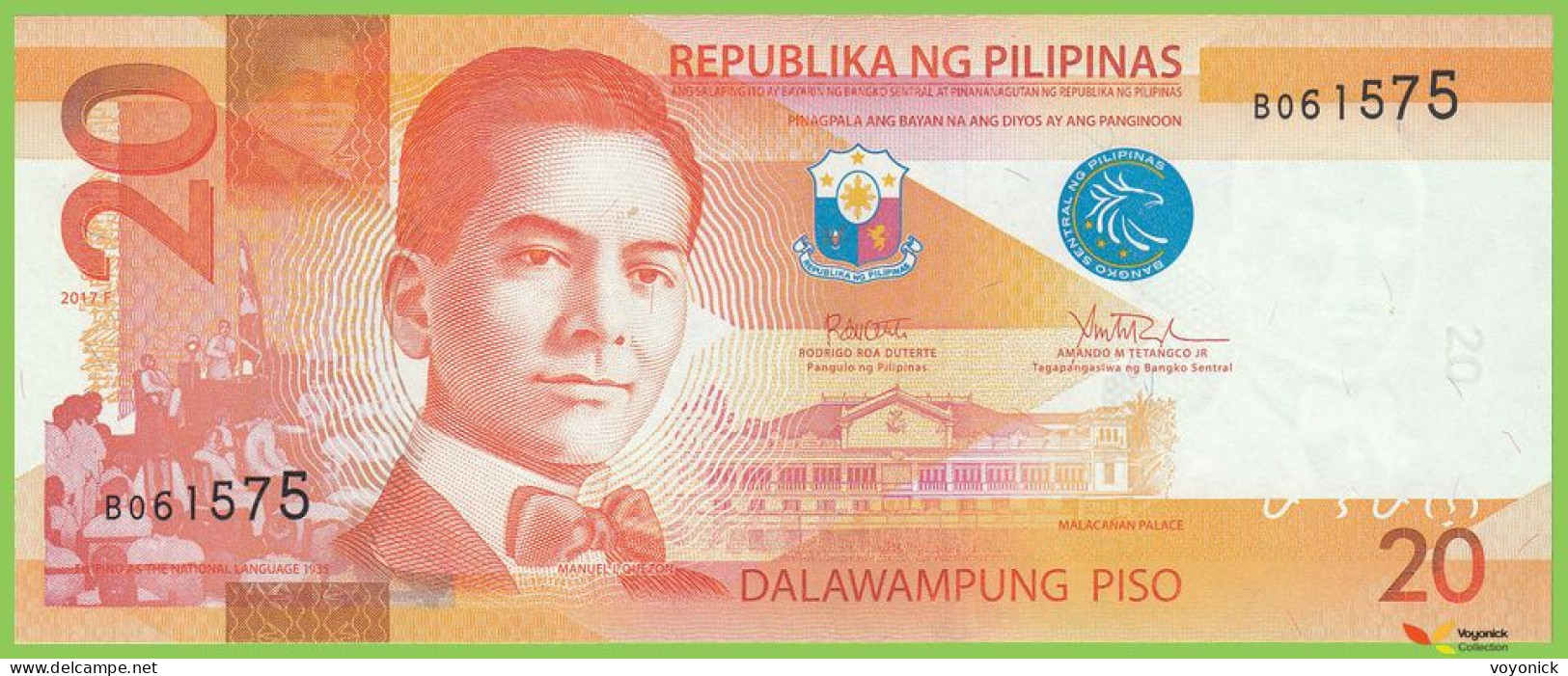 Voyo PHILIPPINES 20 PISO 2017F P206b B1077q B UNC - Philippinen