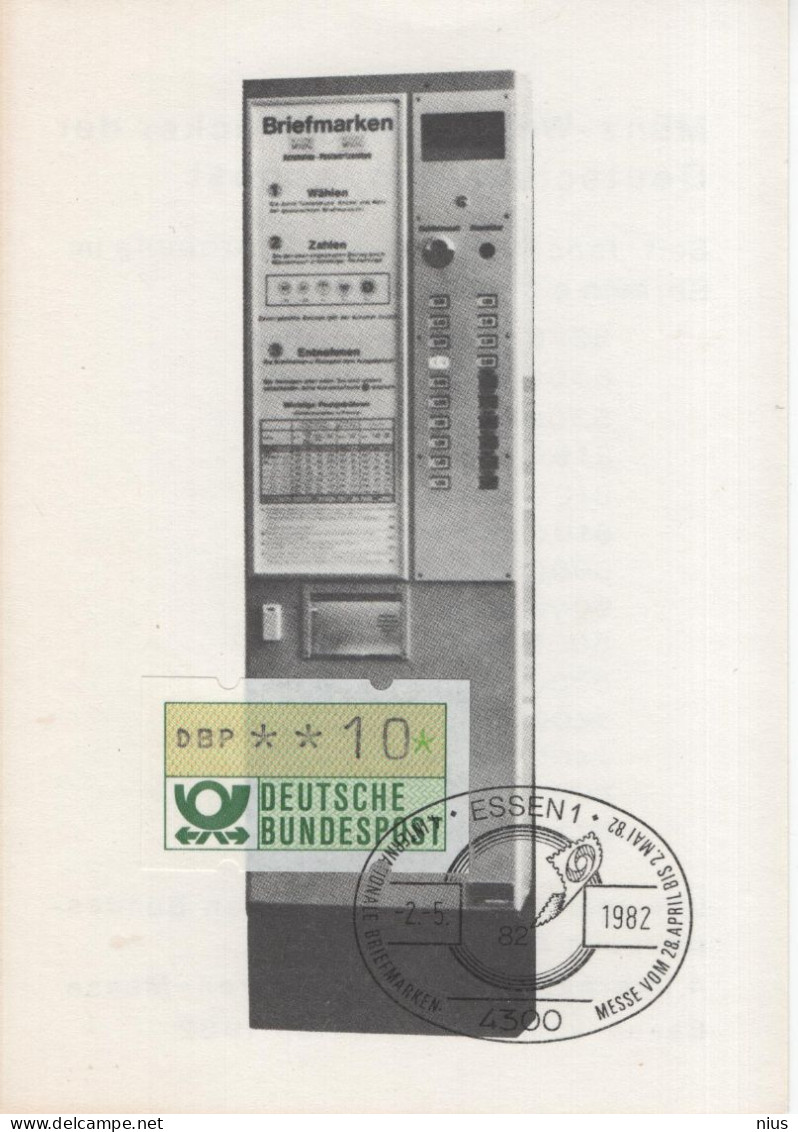 Germany Deutschland 1982 Maximum Card, Automaten Postwertzeichen, Vending Machine Postage, Briefmarken Messe Essen - 1981-2000