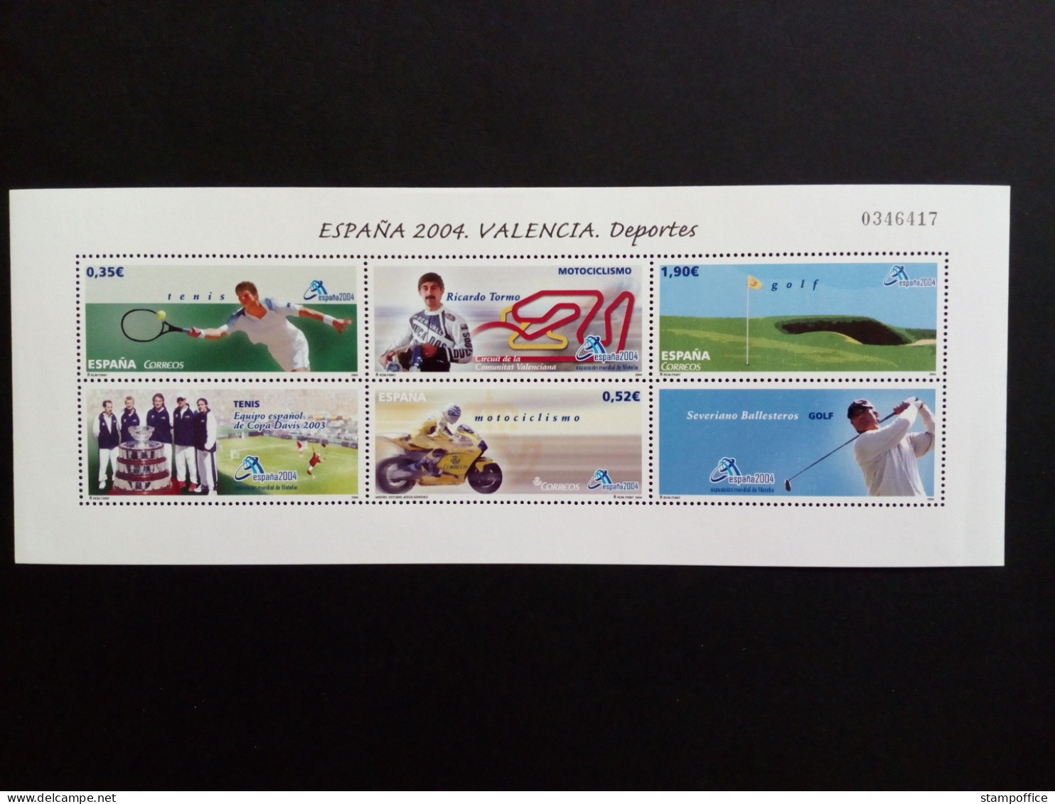 SPANIEN BLOCK 141 POSTFRISCH(MINT) INT. BRIEFMARKENAUSSTELLUNG ESPANA`04 VALENCIA (IV) MOTORRAD TENNIS GOLF - Blocs & Hojas