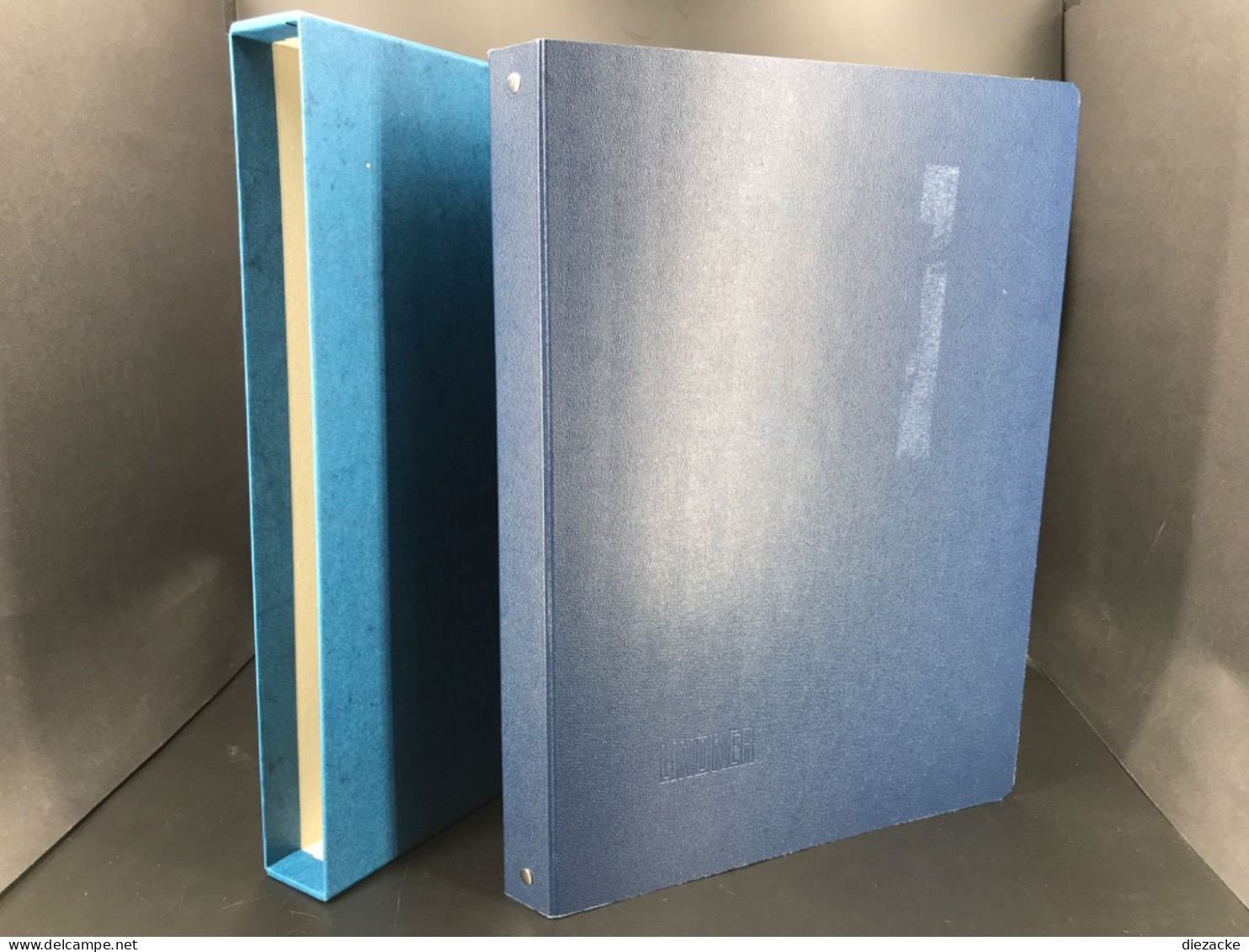 Lindner Bogenalbum Blau Für Bis Zu 100 Bögen Inkl. Schutzkassette Neuwertig (7973 - Álbumes De Hojas Completas