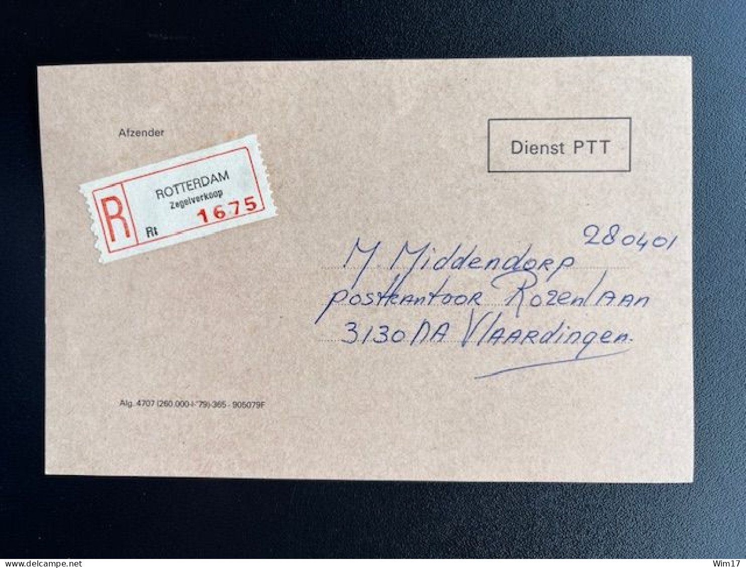 NETHERLANDS REGISTERED POSTCARD ROTTERDAM ZEGELVERKOOP TO VLAARDINGEN NEDERLAND AANGETEKEND - Briefe U. Dokumente