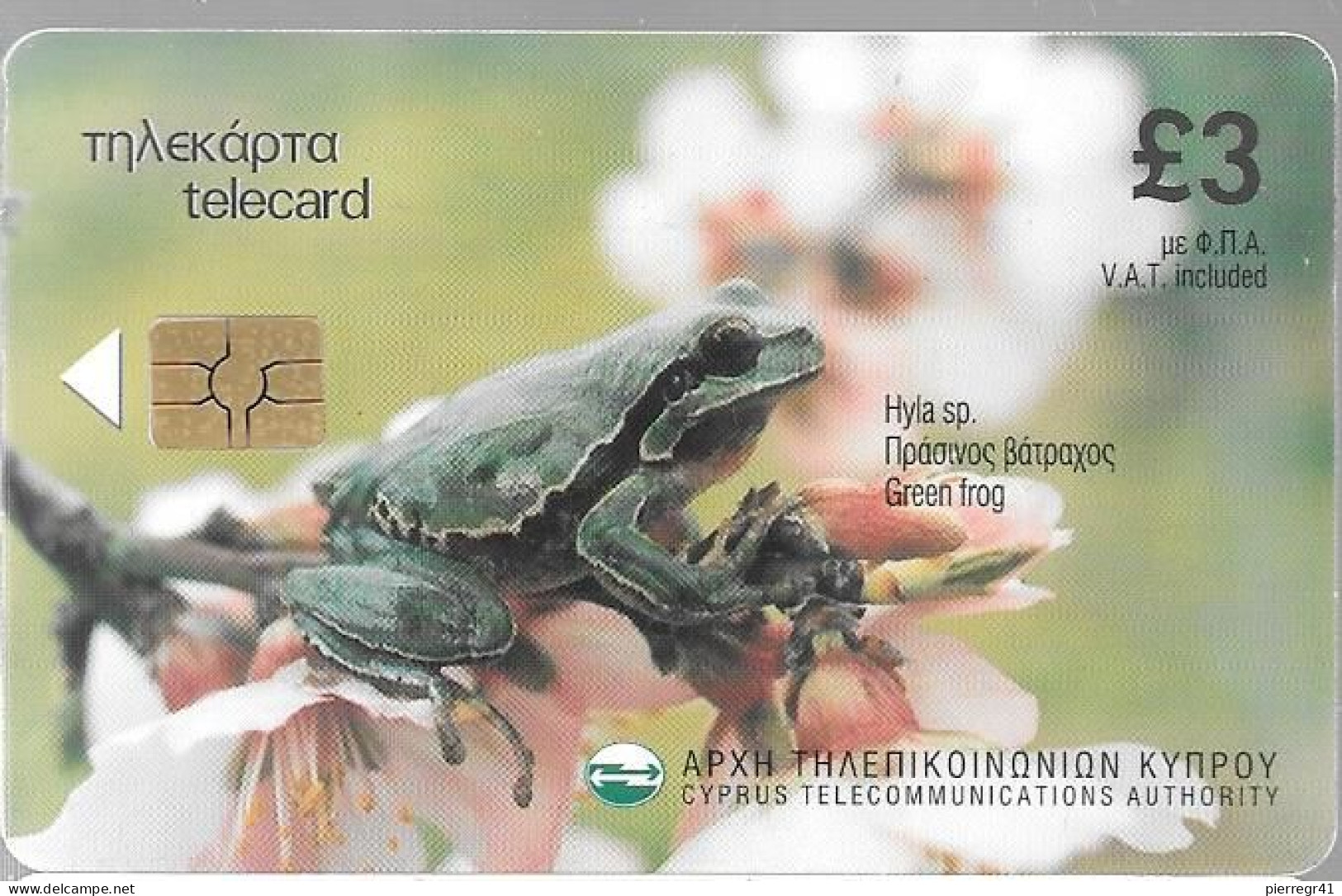 CARTE-PUCE-Gem6-CHYPRE3£-10/01-GRENOUILLE VERTE--TBE- - Fische