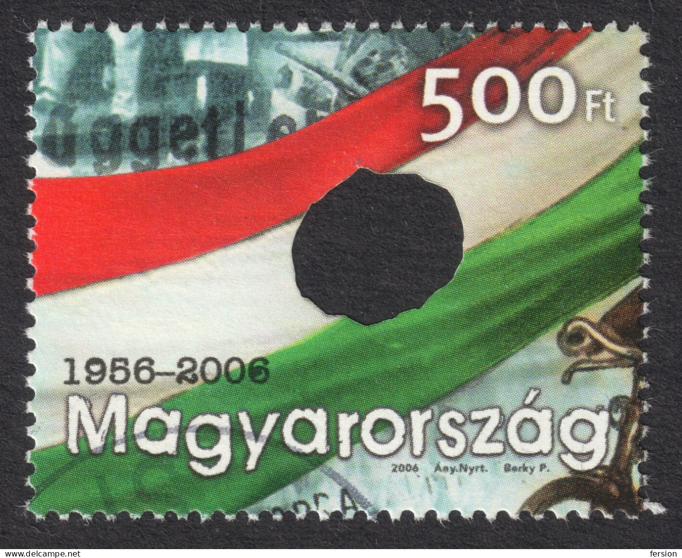 FLAG Tricolor / Stalin MONUMENT RUINS Flag 2006 Hungary 1956 Against CCCP Russia Revolution - Usado