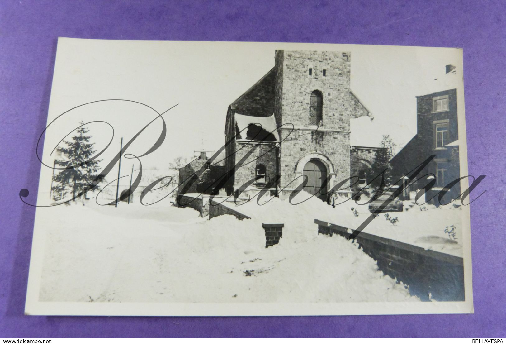 Sart-Bernard Eglise Saint-Denys Dans La Neige 1969 Carte Photo Prive - Assesse