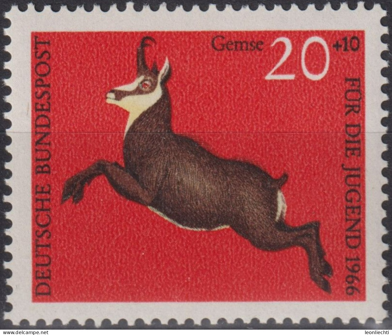 1966 Deutschland > BRD, ** Mi:DE 512, Sn:DE B413, Yt:DE 365, Gemse - Animalez De Caza