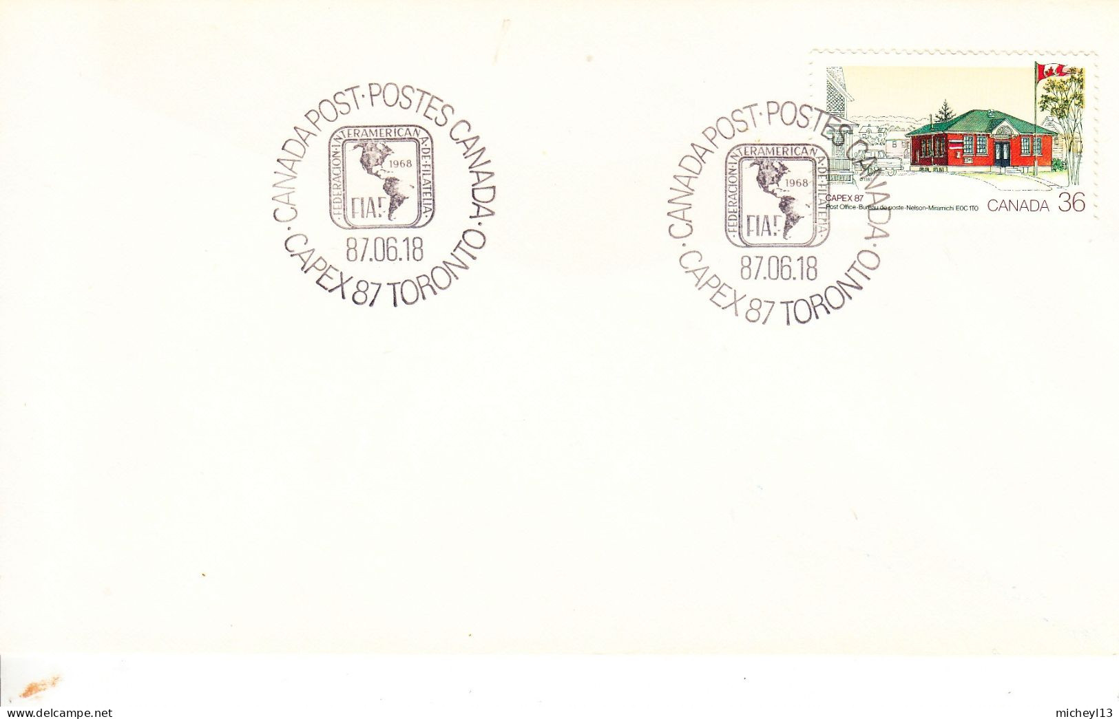 Canada-Toronto 18/06/1987-CAPEX 87-FIAF-Federacion Interamericana De Filatelia - Cartas & Documentos