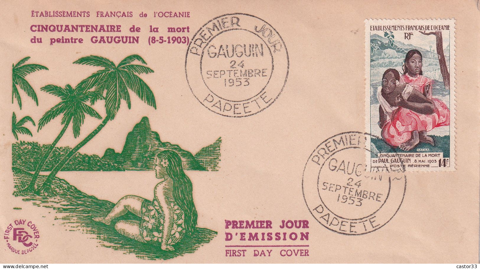 Premier Jour, Cinquantenaire De La Mort De Gauguin, Sept.1953 - 1950-1959