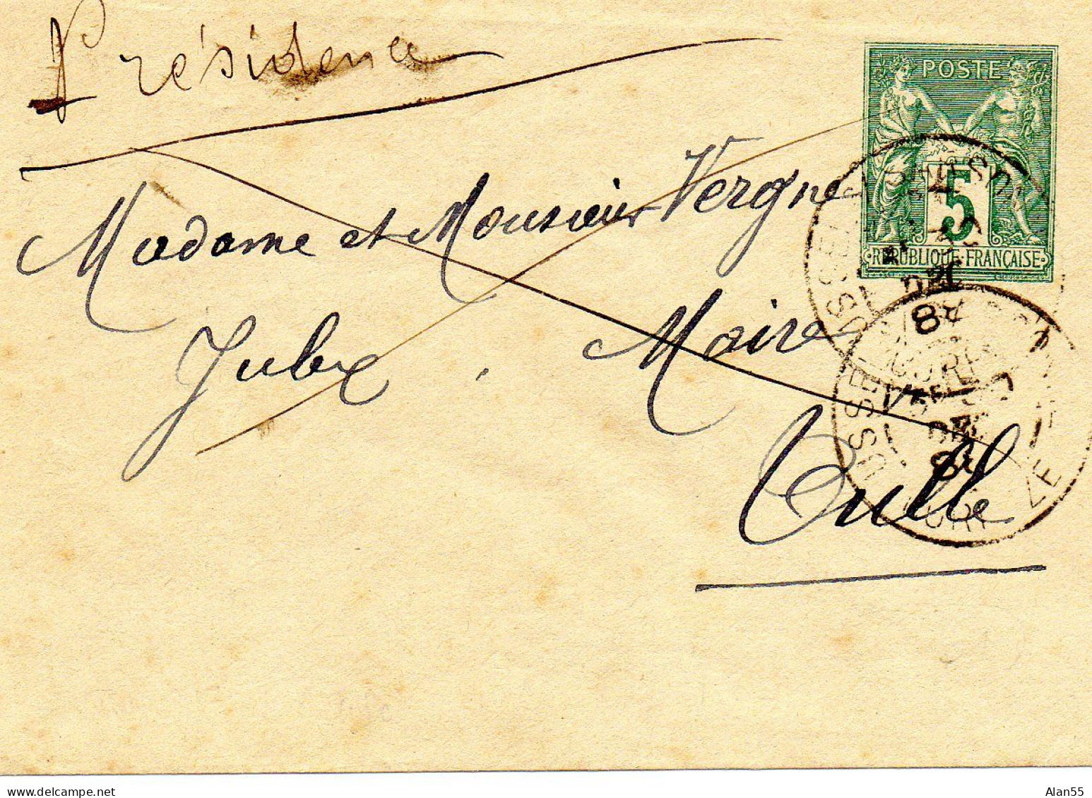 FRANCE.1888. TYPE SAGE.  ENTIER POSTAL 5c Vert  - Standard Covers & Stamped On Demand (before 1995)