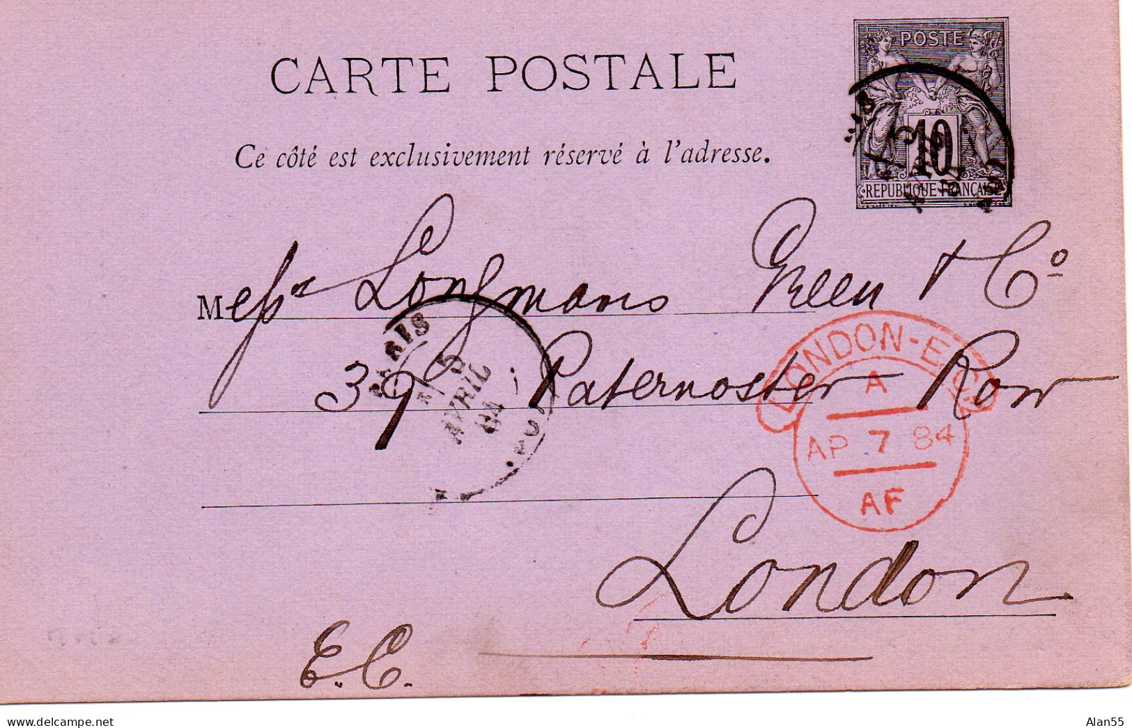 FRANCE.1888-1895. TYPES SAGE ET MOUCHON. 5 ENTIERS POSTAUX. (DONT UN POUR "LONDON"). - Collezioni & Lotti: PAP & Biglietti