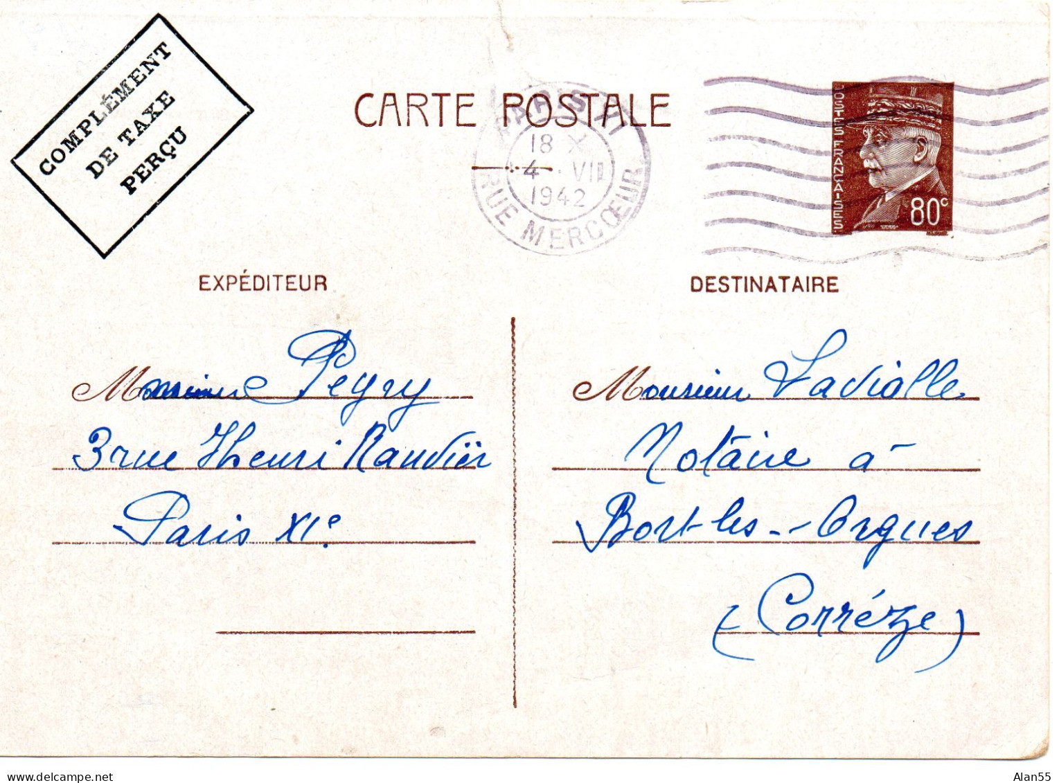 FRANCE.1941-1942. ONZE (11)  ENTIERS POSTAUX.  TYPES IRIS ET PETAIN.