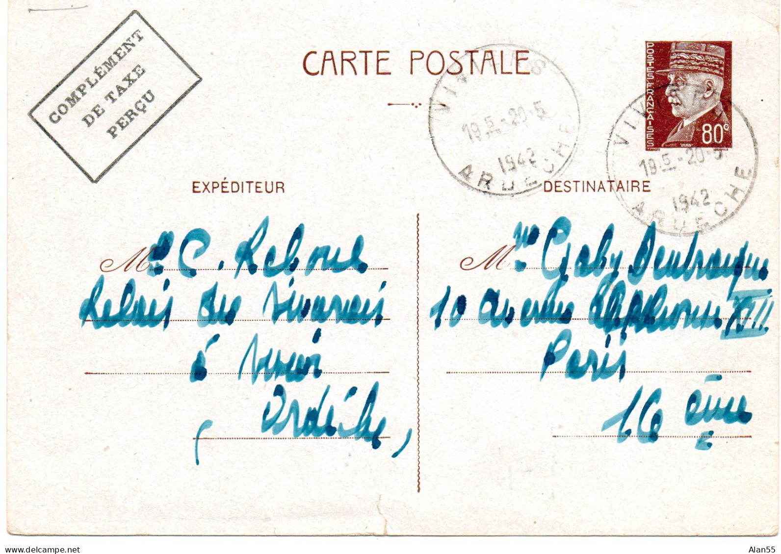 FRANCE.1941-1942. ONZE (11)  ENTIERS POSTAUX.  TYPES IRIS ET PETAIN.