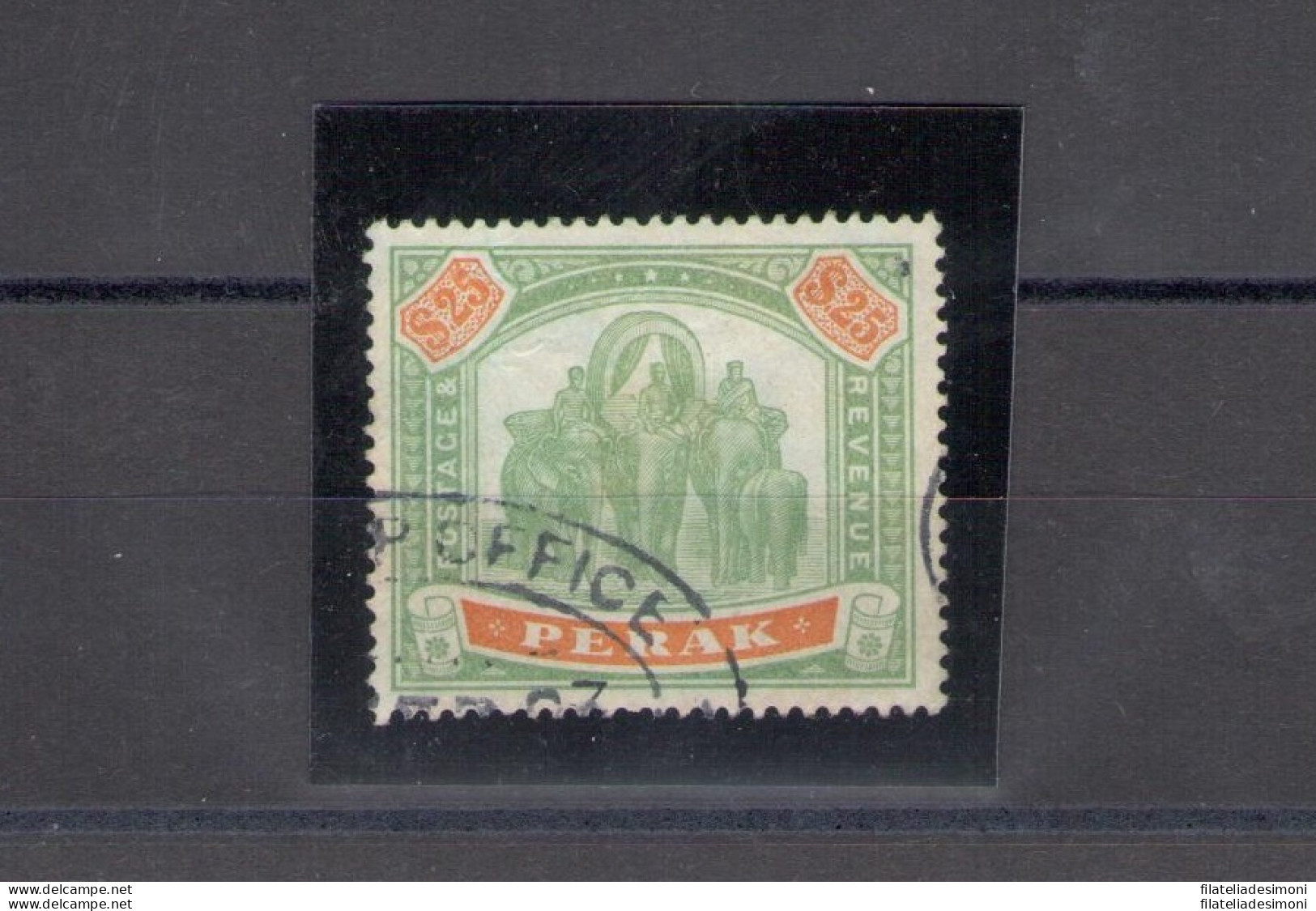 1899 Malaysian States PERAK - SG 80 - $25 Green And Orange - USED - Rare Stamp - Autres & Non Classés