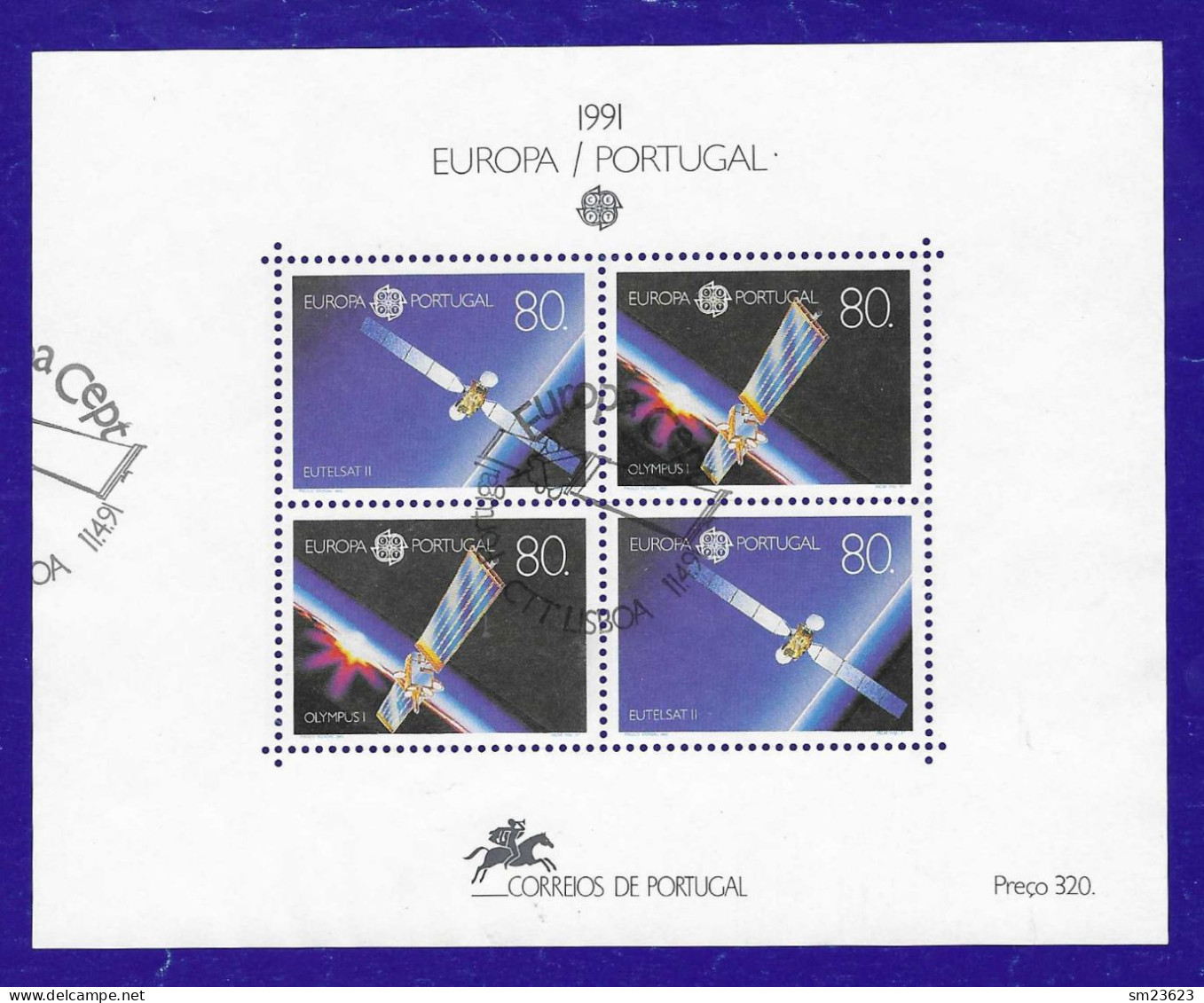 Portugal  1991  Mi.Nr. Block 78(1862/1863) , EUROPA CEPT Europäische Weltraumfahrt - Gestempelt / Fine Used / (o) - 1991