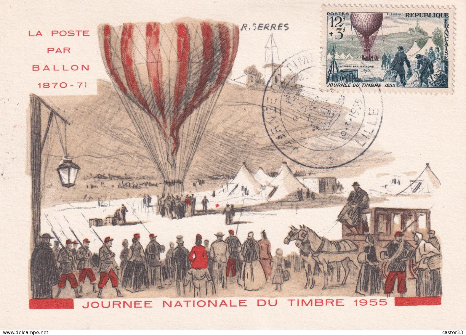 Journée Du Timbre 1955, La Poste Par Ballon 1870-71 - Tag Der Briefmarke