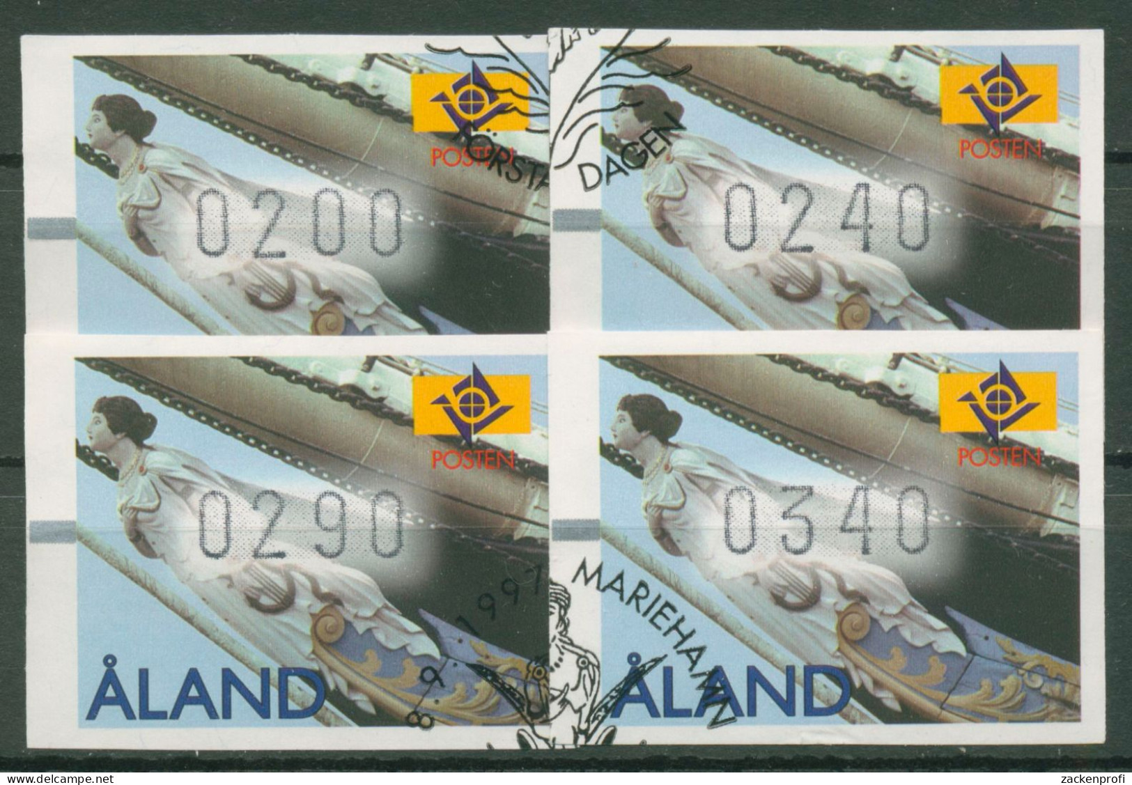 Aland 1997 Automatenmarken Gallionsfigur ATM Satz 8 S1 Gestempelt - Aland