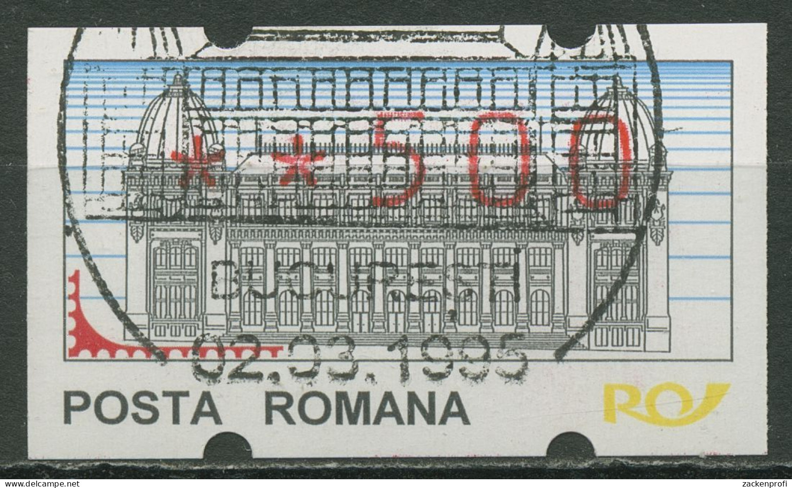 Rumänien ATM 1995 Früheres Hauptpostamt, Einzelwert ATM 1 Gestempelt - Ongebruikt