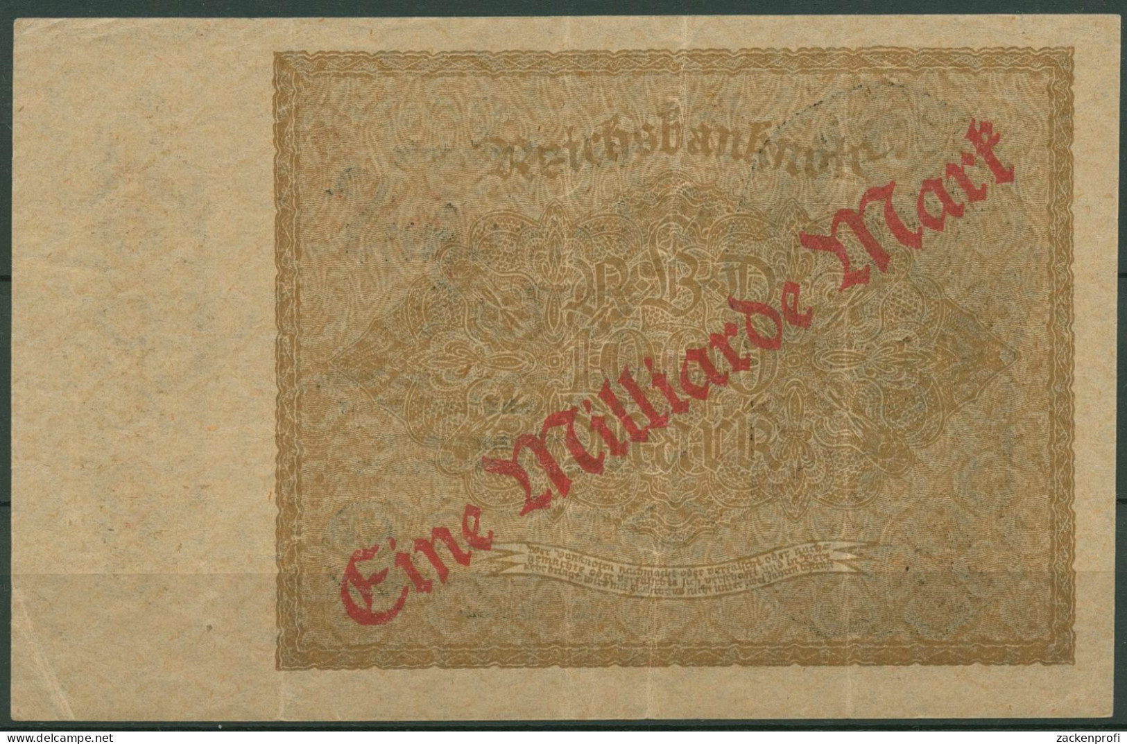 Dt. Reich 1 Milliarde Mark 1923, DEU-127b FZ E, Gebraucht (K1142) - 1 Mrd. Mark