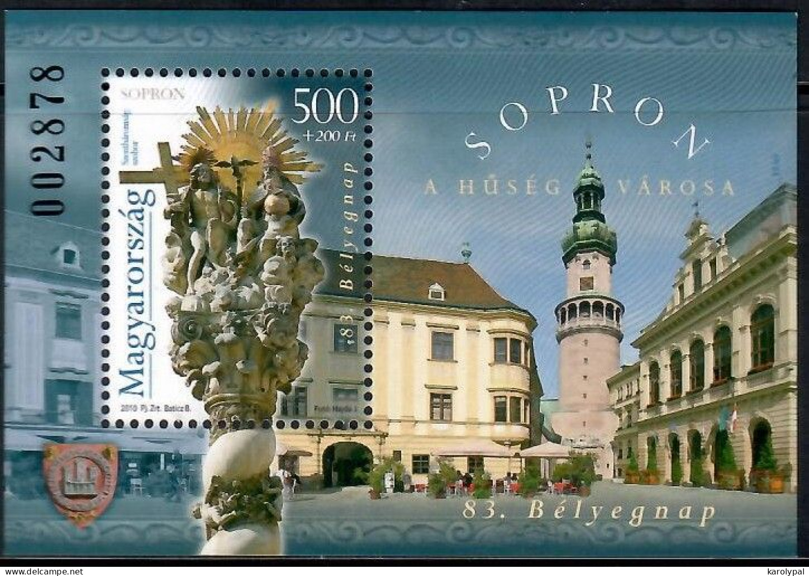 Hungary, 2010, Unused, 83rd Stamp Day – City Of Sopron Mi. Bl. Nr.332 - Ungebraucht