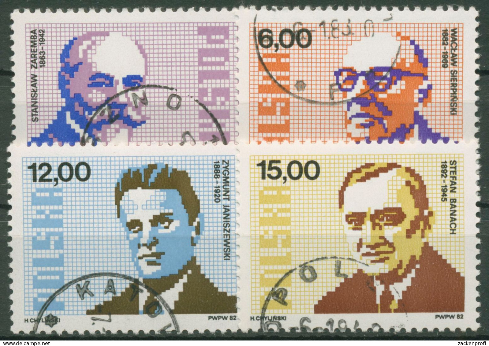 Polen 1982 Persönlichkeiten Mathematiker 2836/39 Gestempelt - Used Stamps