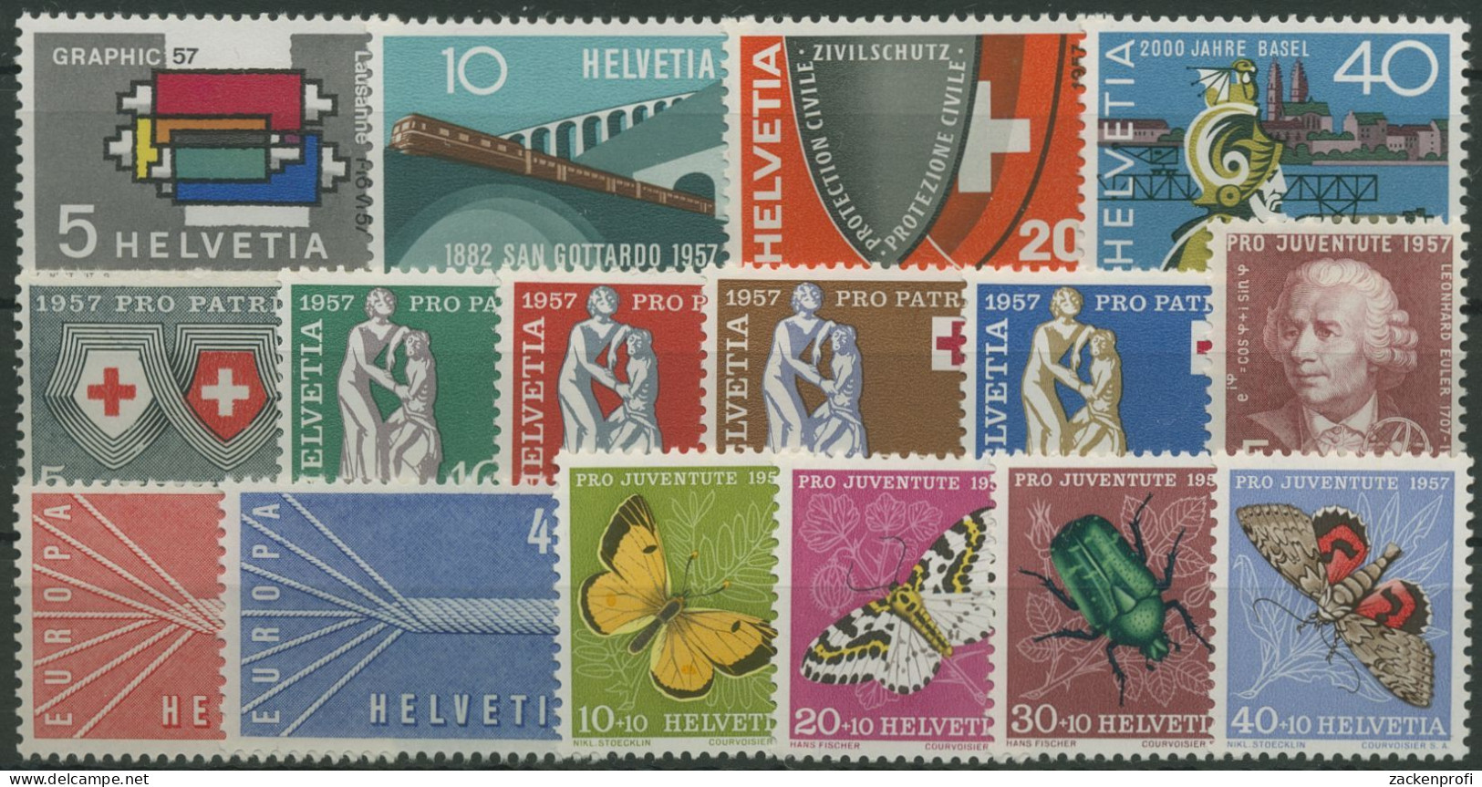 Schweiz Jahrgang 1957 Komplett 637/52 Postfrisch (G60008) - Neufs