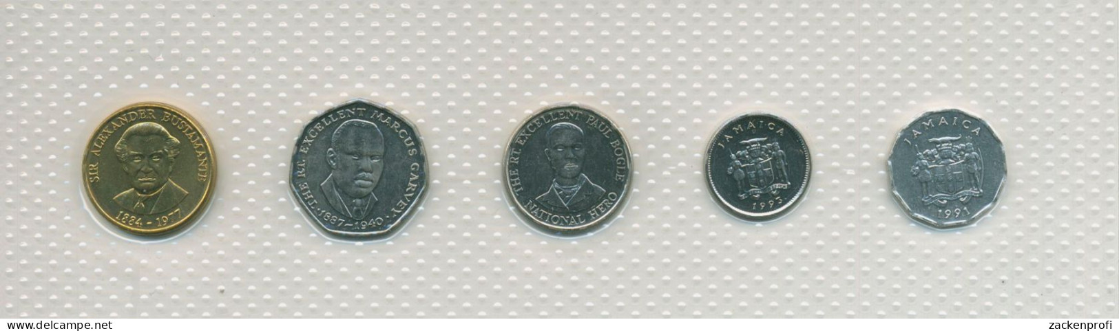 Jamaika 1991/1993 Kursmünzen 1 Cent - 1 Dollar Im Blister, St, (m5463) - Jamaica