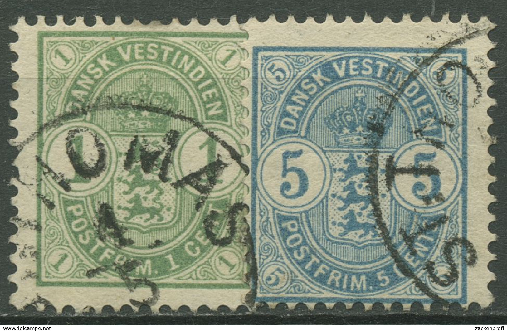 Dänisch Westindien 1900 Reichswappen 21/22 Gestempelt - Dinamarca (Antillas)