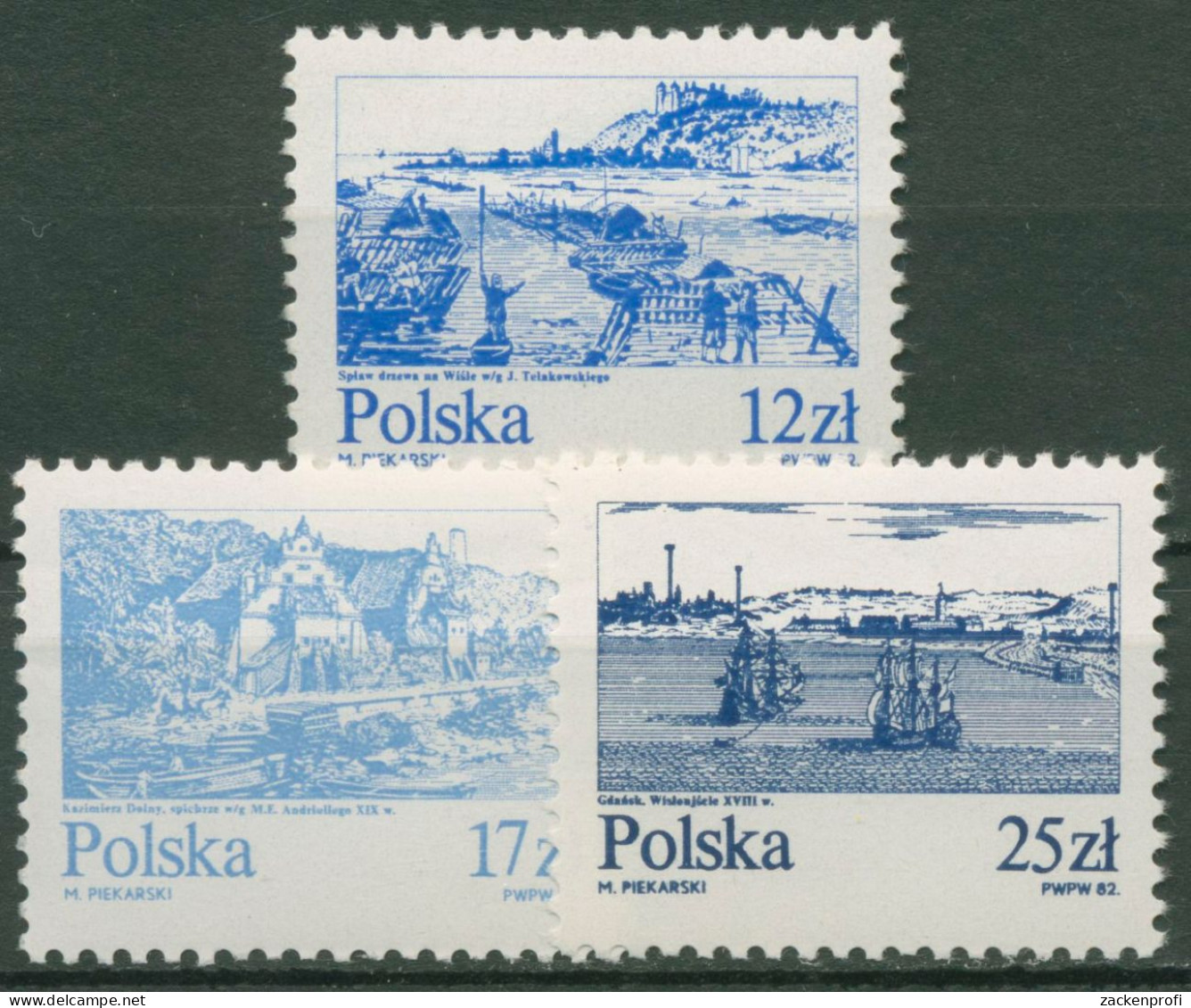 Polen 1982 Flüsse Die Weichsel Schiffe 2833/35 Postfrisch - Ungebraucht