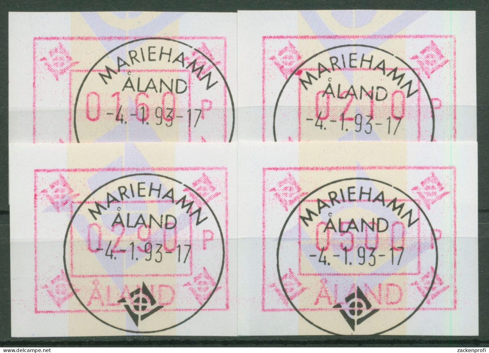 Aland 1993 ATM Satz 4 Werte Mit WZ 1 ATM Satz 5 Yc S2 Gestempelt - Aland