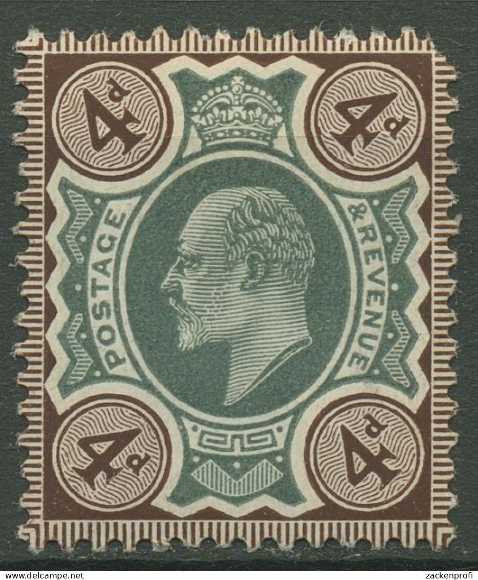 Großbritannien 1902 Köng Edward VII. 4 Pence, 109 Mit Falz, Zahnfehler - Unused Stamps
