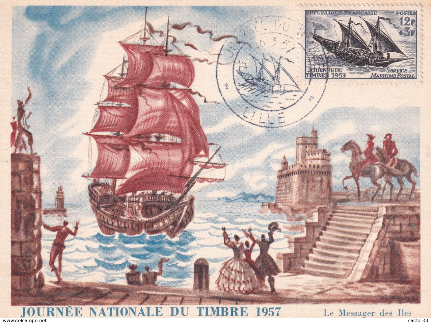 Journée Du Timbre 1957, Le Messager Des îles - Tag Der Briefmarke