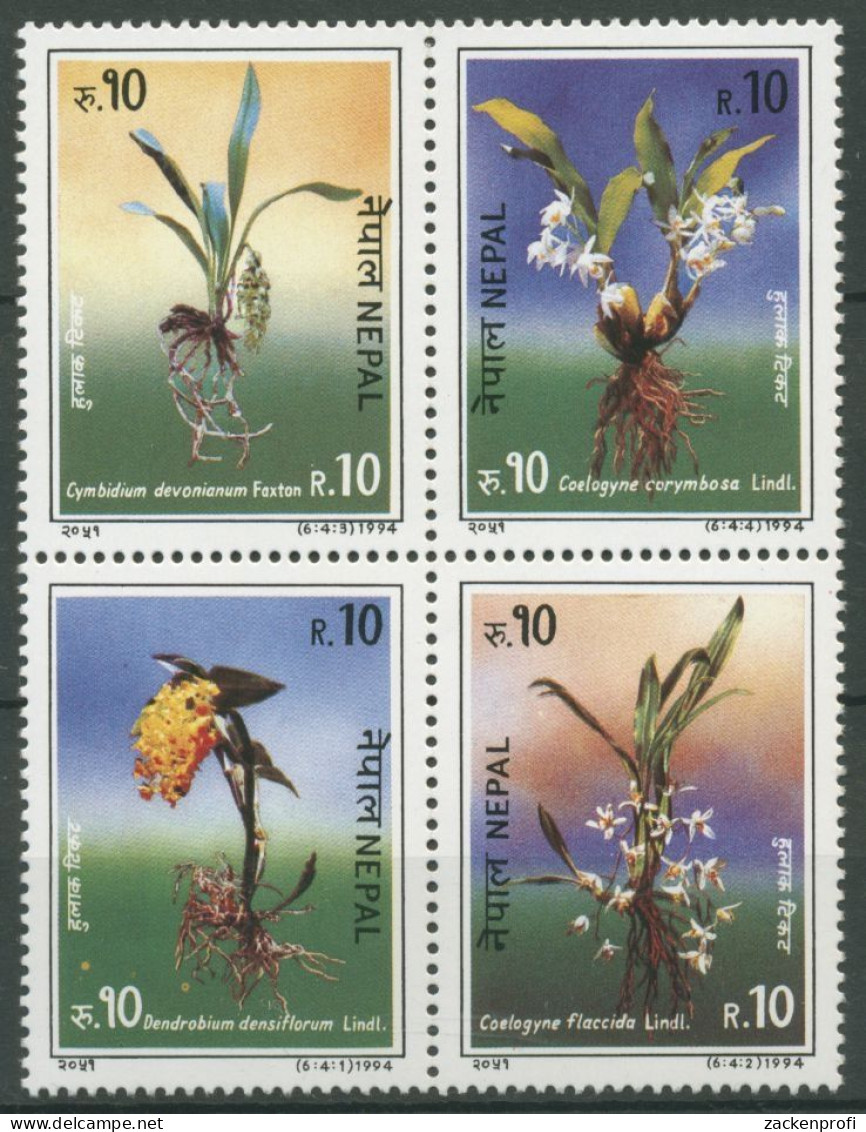 Nepal 1994 Orchideen Zusammendruck 569/72 ZD Postfrisch - Nepal