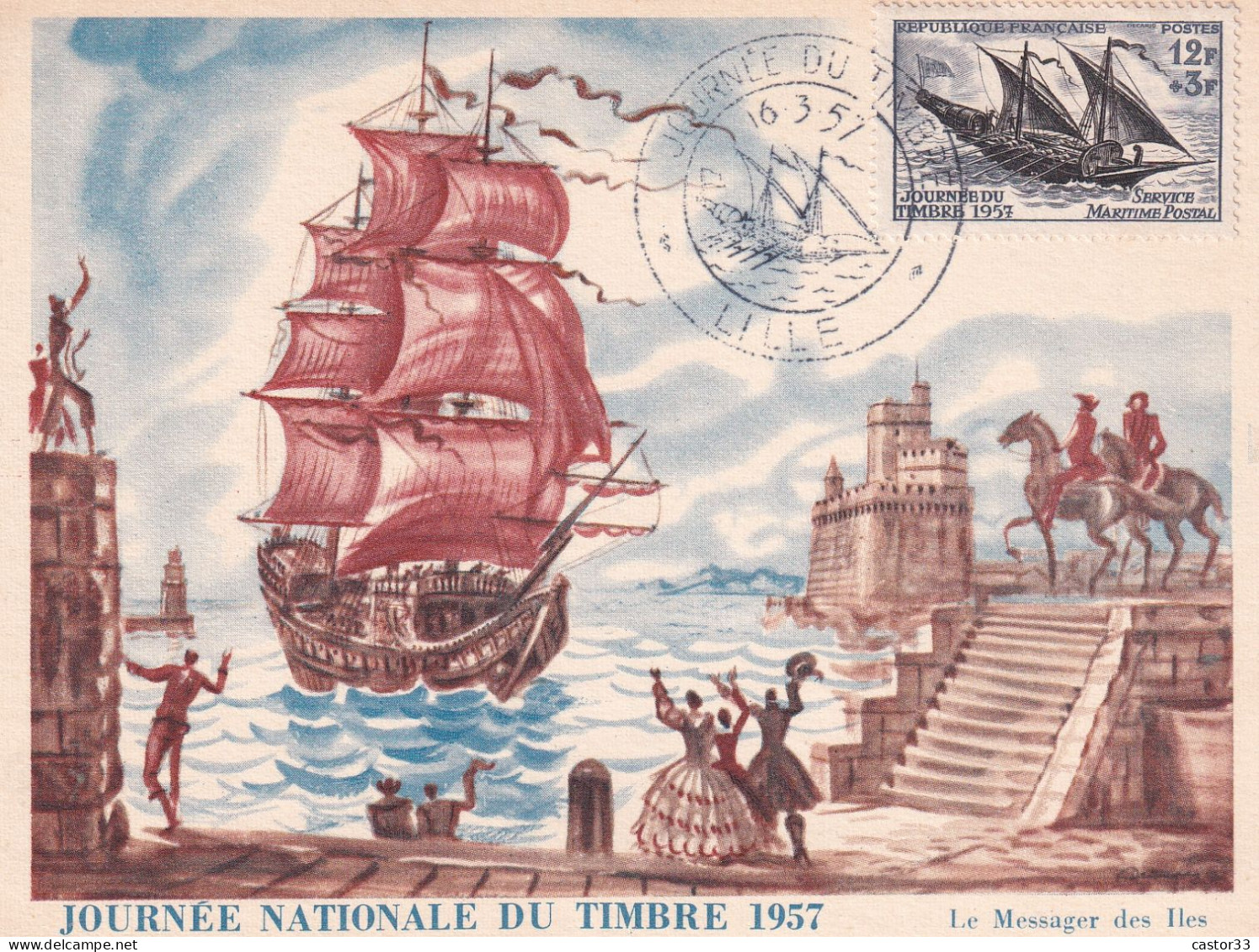 Journée Du Timbre 1957, Le Messager Des îles - Tag Der Briefmarke