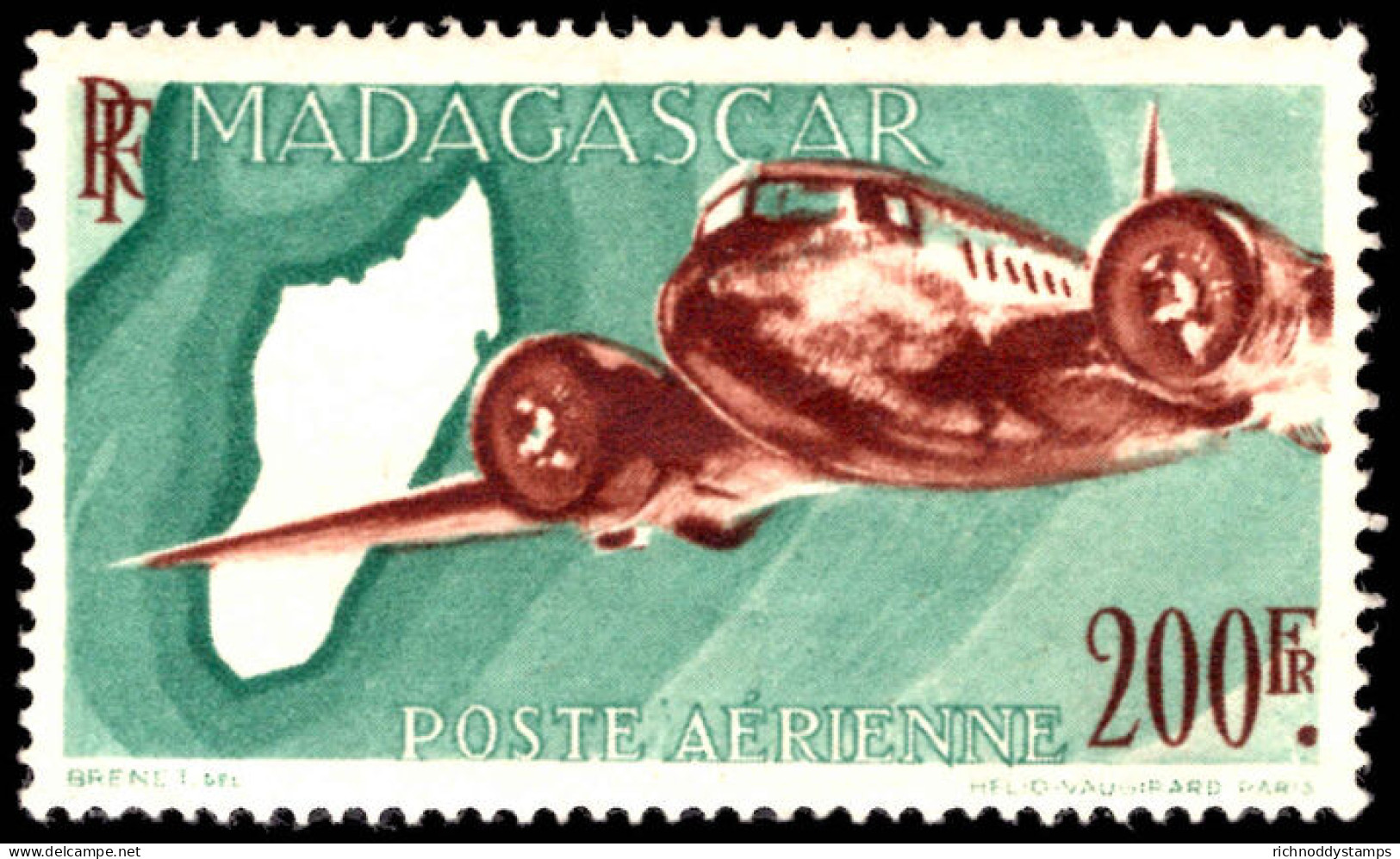 Madagascar 1946 200f Air Unmounted Mint. - Nuovi