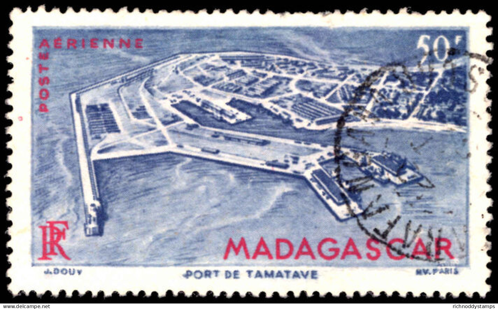 Madagascar 1946 50f Air Fine Used. - Oblitérés