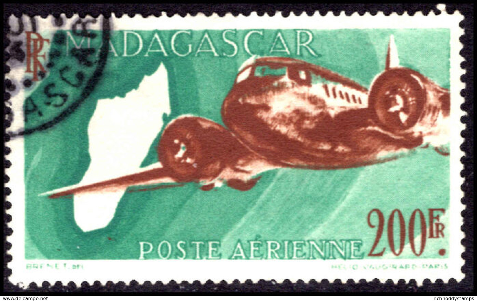 Madagascar 1946 200f Air Fine Used. - Used Stamps