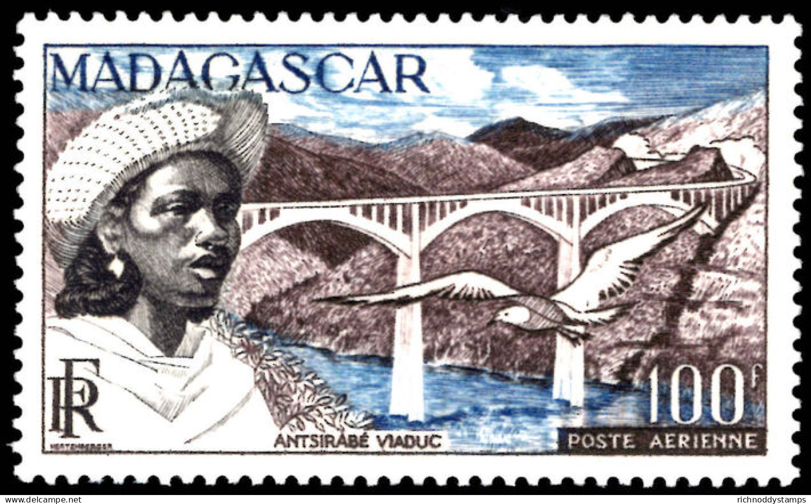 Madagascar 1952 100f Antsirabe Viaduct Unmounted Mint. - Ongebruikt