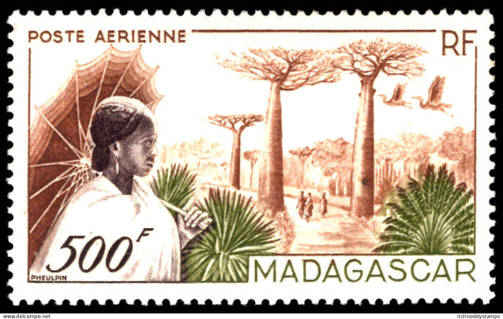 Madagascar 1952 500f Woman And Forest Road Lightly Mounted Mint. - Unused Stamps