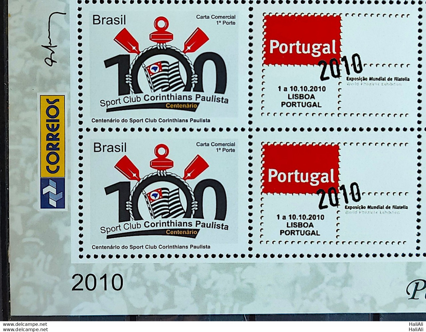 C 3029 Brazil Personalized Stamp Corinthians Football Portugal 2010 Block Of 4 Vignette Correios - Unused Stamps