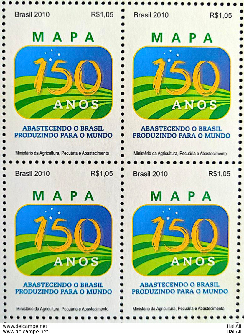 C 3002 Brazil Stamp 150 Years Ministry Of Agriculture And Livestock 2010 Block Of 4 - Unused Stamps